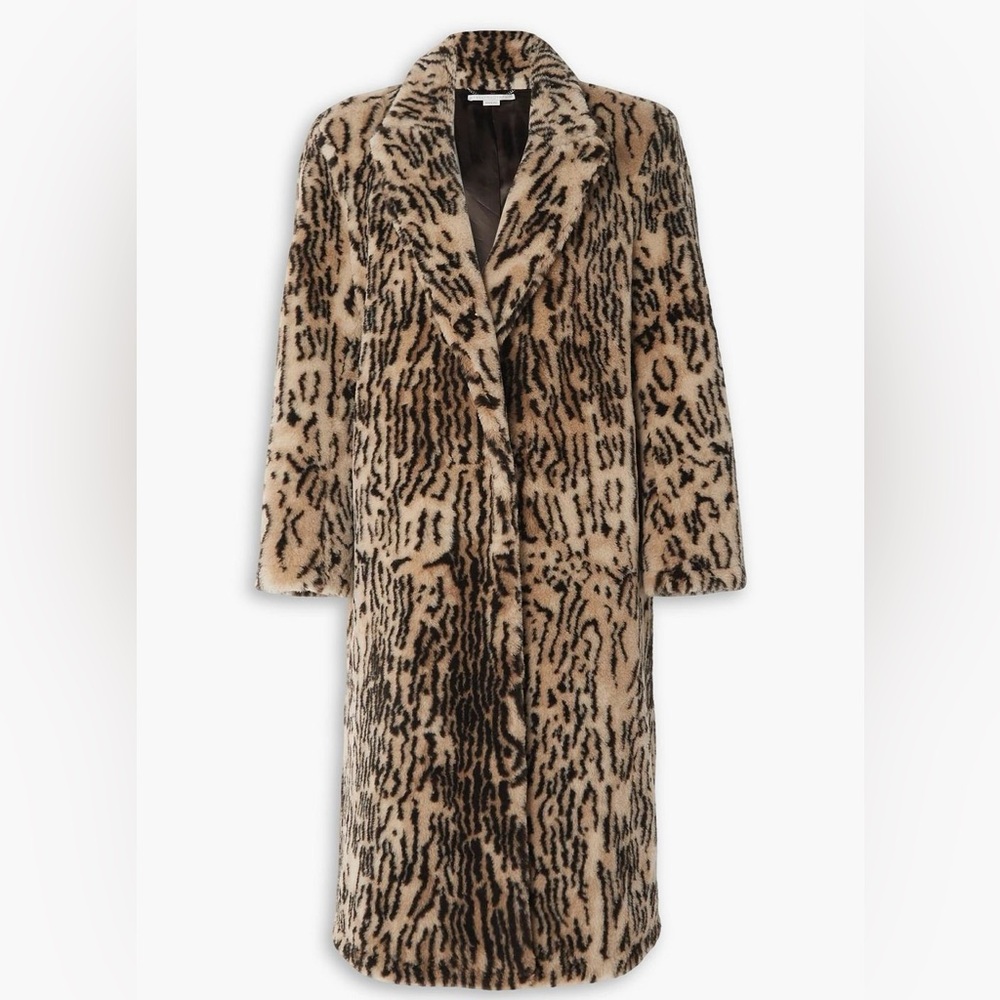 STELLA MCCARTNEY Animal-print wool-blend faux fur coat